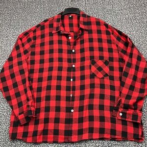 Sangtree Button Up Shirt Men 3XL Red Black Buffalo Plaid Flannel Cotton Blend